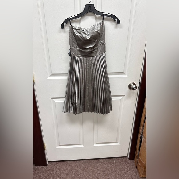 Strapless Metallic Gray Silver Dress - Picture 1 of 5